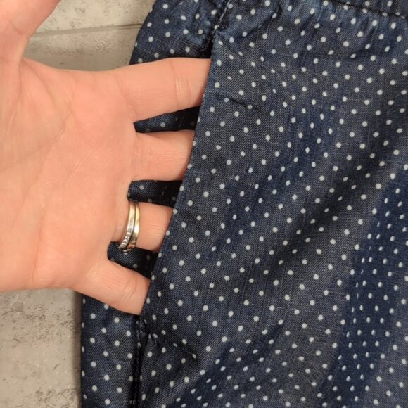 Chicos Polka Dot Lyocell Shorts Navy Lightweight Pleated Elastic Waist Bermuda - Picture 4 of 11